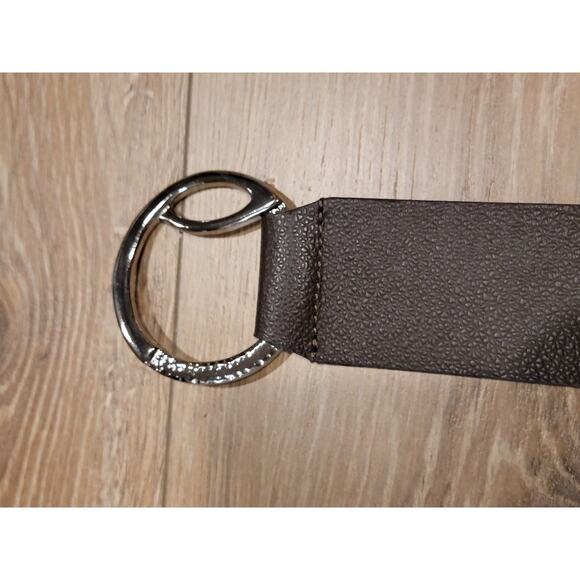 Chico's Wide Leather Belt Women's Sz S/M Brown Silver 40" L "READ" - Picture 8 of 12